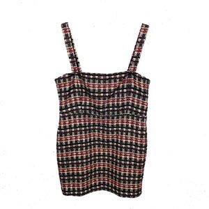 House of Harlow 1960 Convertible Tweed Mini Dress Square Neck Sheath Size Large